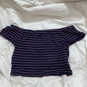 Off the Shoulder Navy Tank